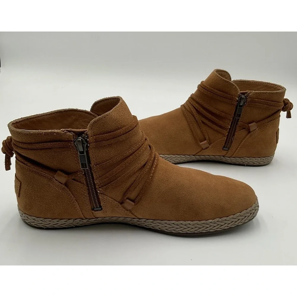 UGG Rianne boots in a chestnut suede Strappy Casual Fall Winter Size 8.5 Women's